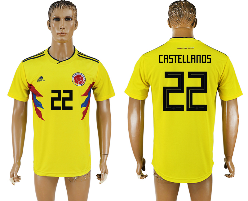 2018 world cup Maillot de foot COLUMBIA #22 CASTELLANOS YELLOW